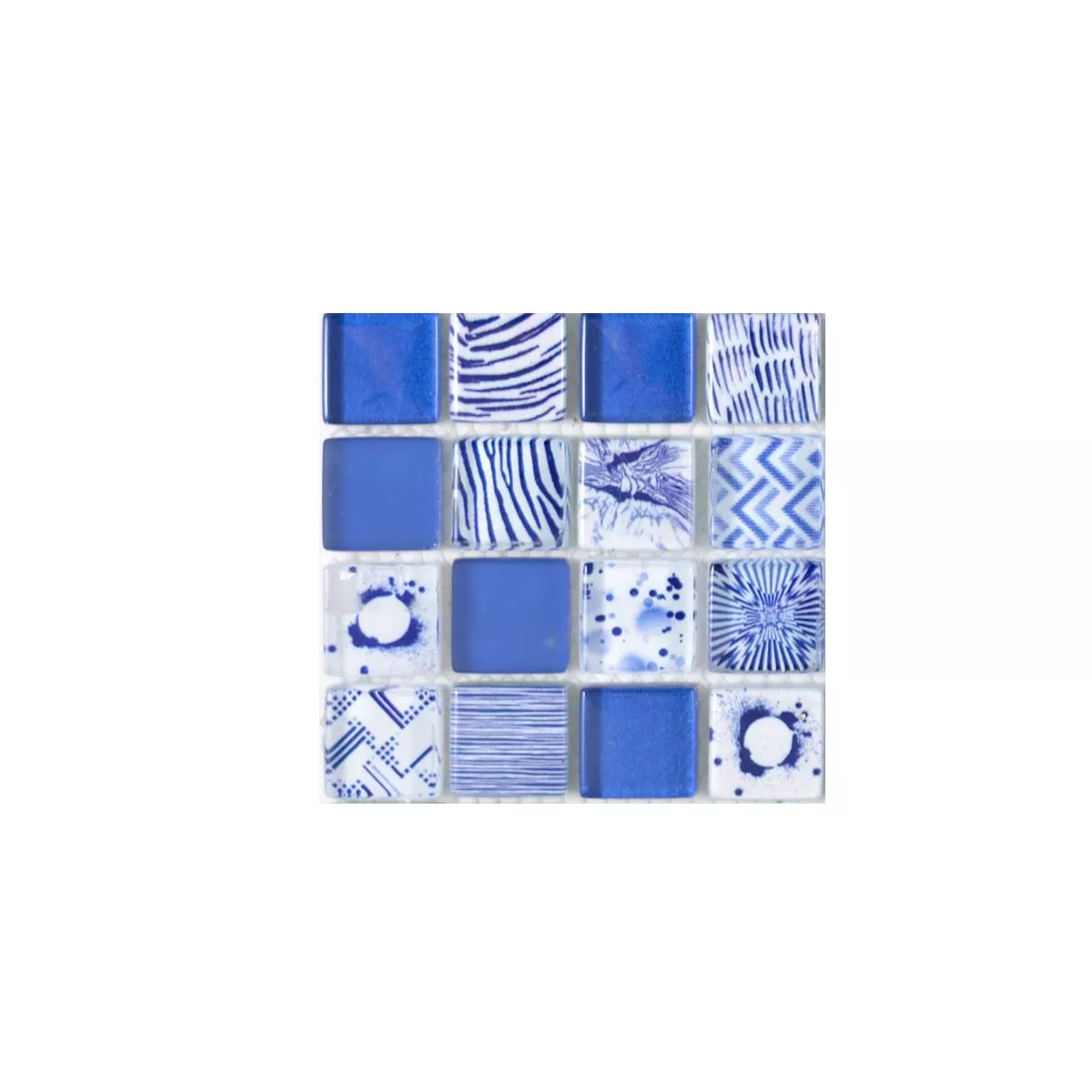Sample Glass Mosaic Tiles Cornelia Retro Optic Blue