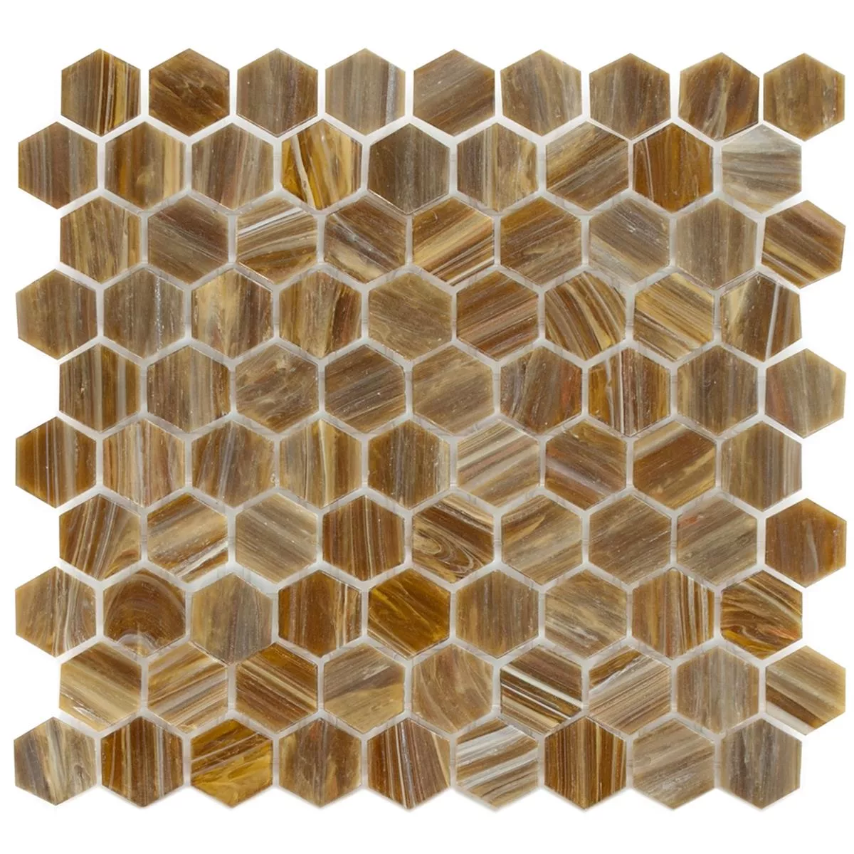 Glass Mosaic Tiles Trend-Vi Hexagonal 282 Bronze Brown Glass Mosaic Tiles Trend-Vi Hexagonal 282 Bronze Brown