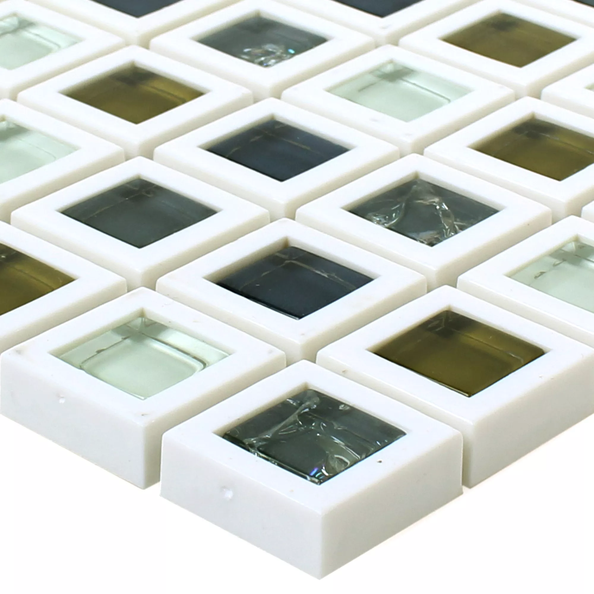 Glass Plastic Mosaic Anatolia Green White Glass Plastic Mosaic Anatolia Green White