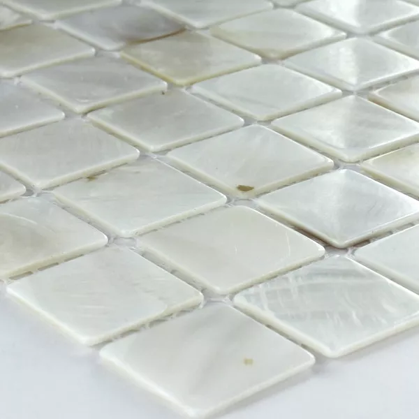 Mosaic Tiles Glass Nacre Effect 25x25x2mm White
