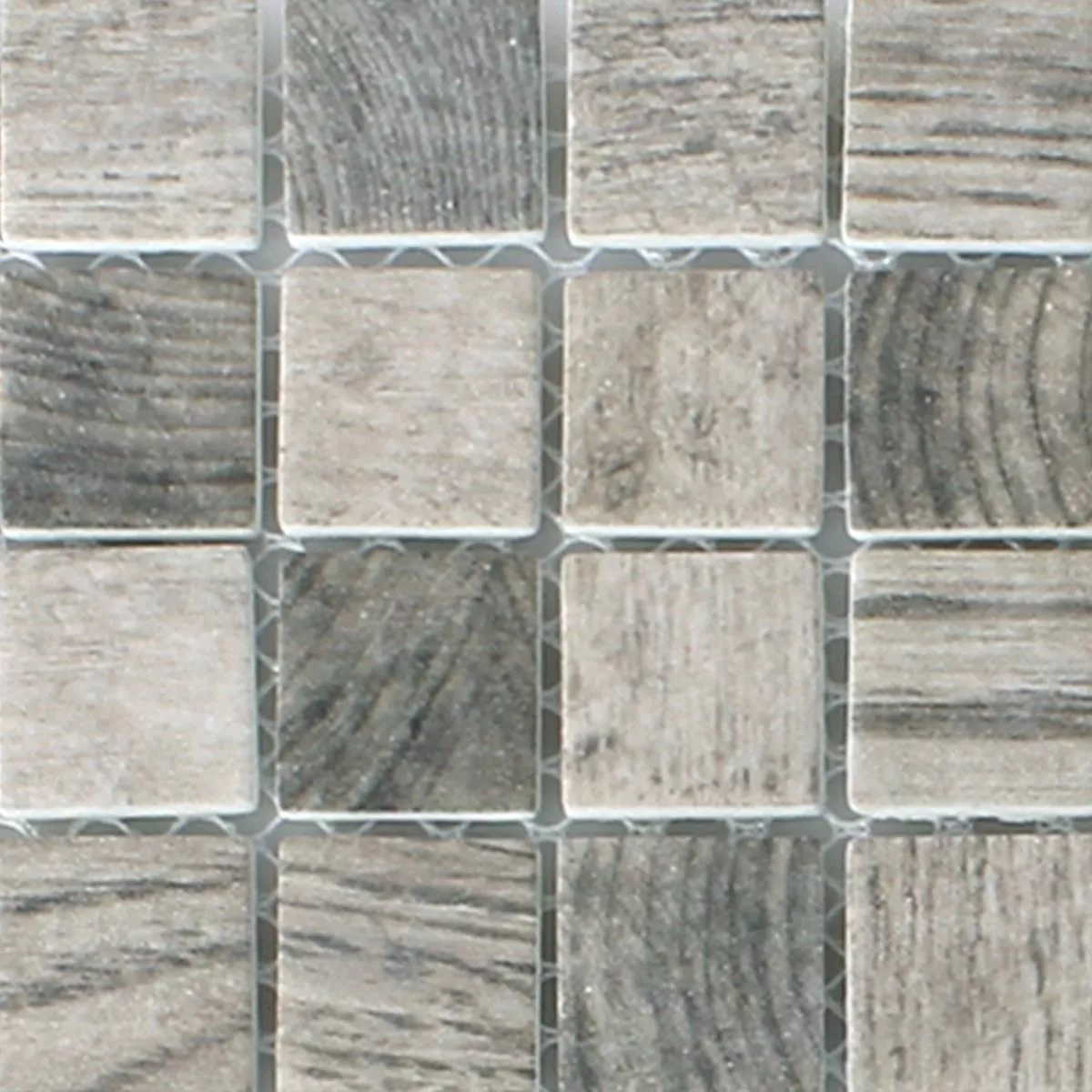 Sample Mosaic Tiles Glass Valetta Wood Structure Grey Beige