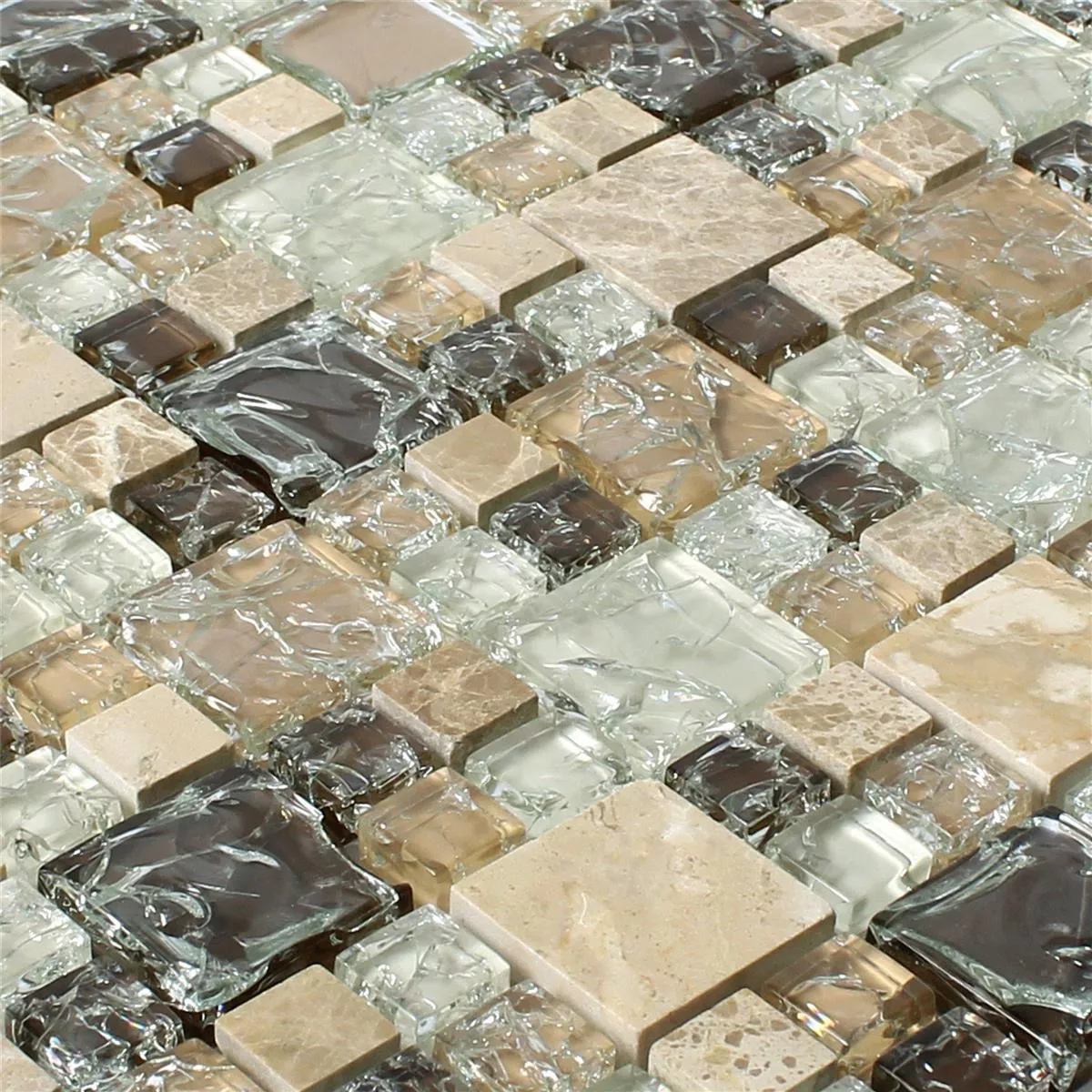 Mosaic Tiles Glass Natural Stone Malawi Emperador 2 Mix