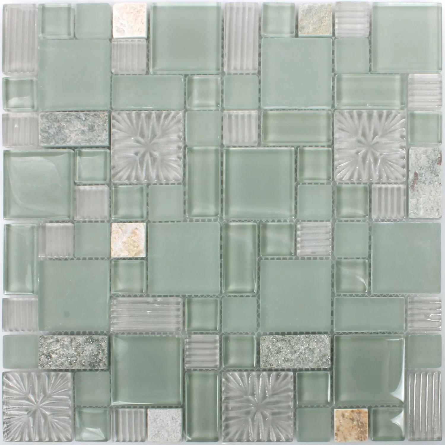 Sample Mosaic Tiles Norderney Glass Natural Stone Grey