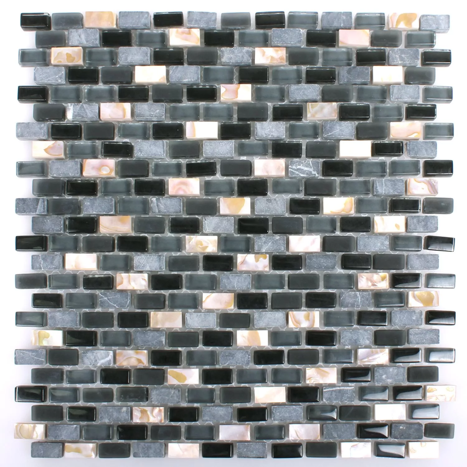 Sample Mosaic Tiles Shell Glass Natural Stone Jasmina Black