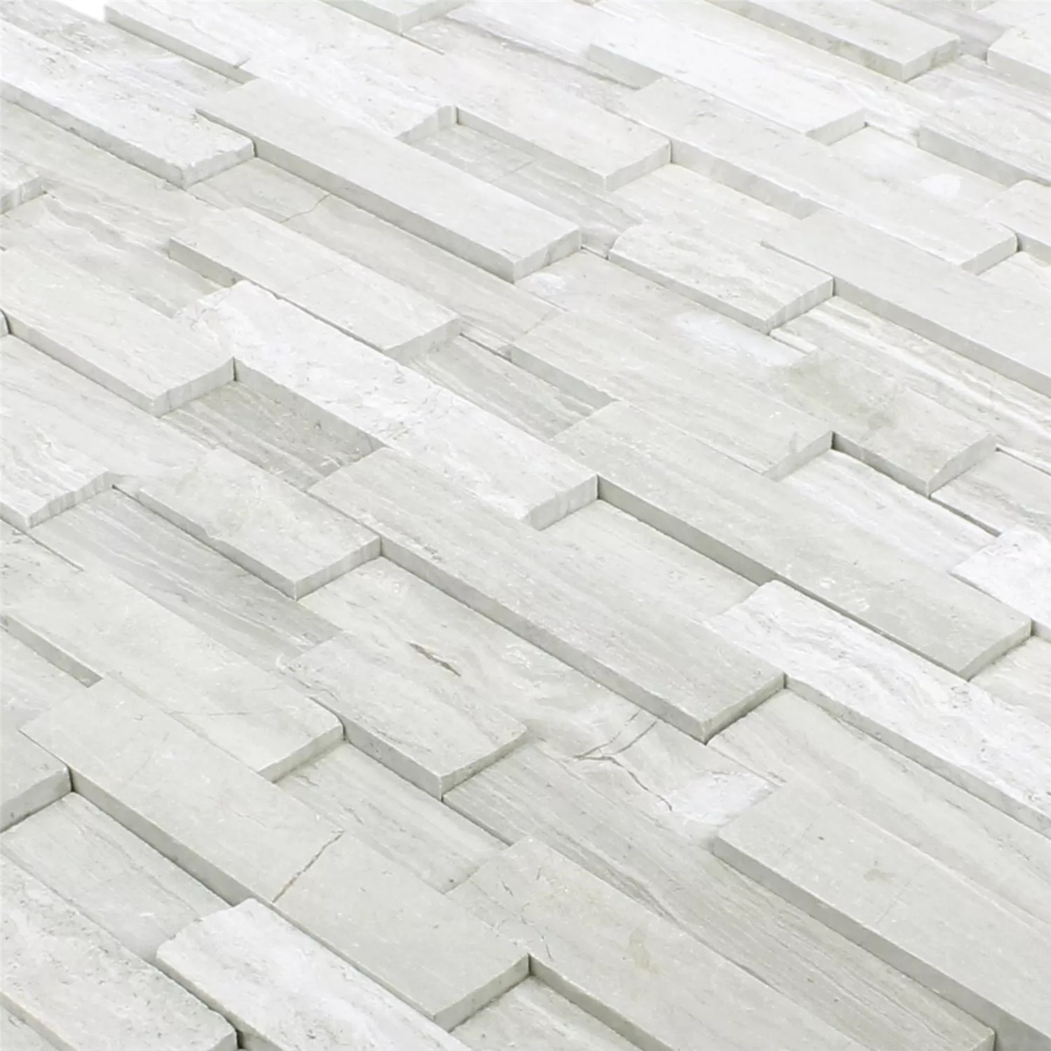 Mosaic Tiles Marble Stettin 3D Brick Grey