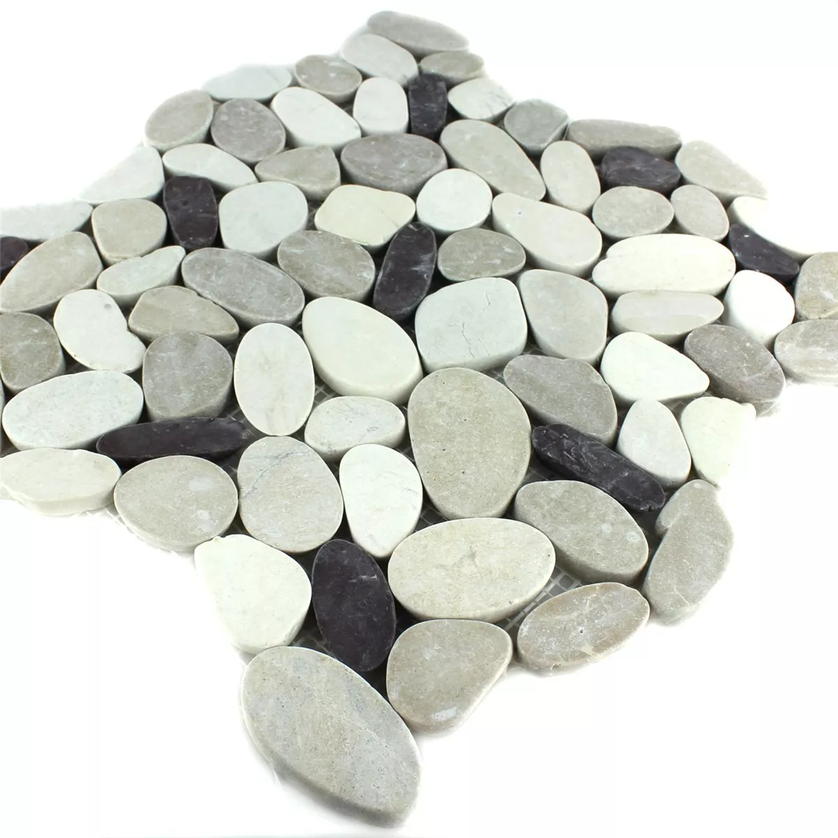 Sample Mosaic Tiles River Pebbles Serrated White Beige Pink