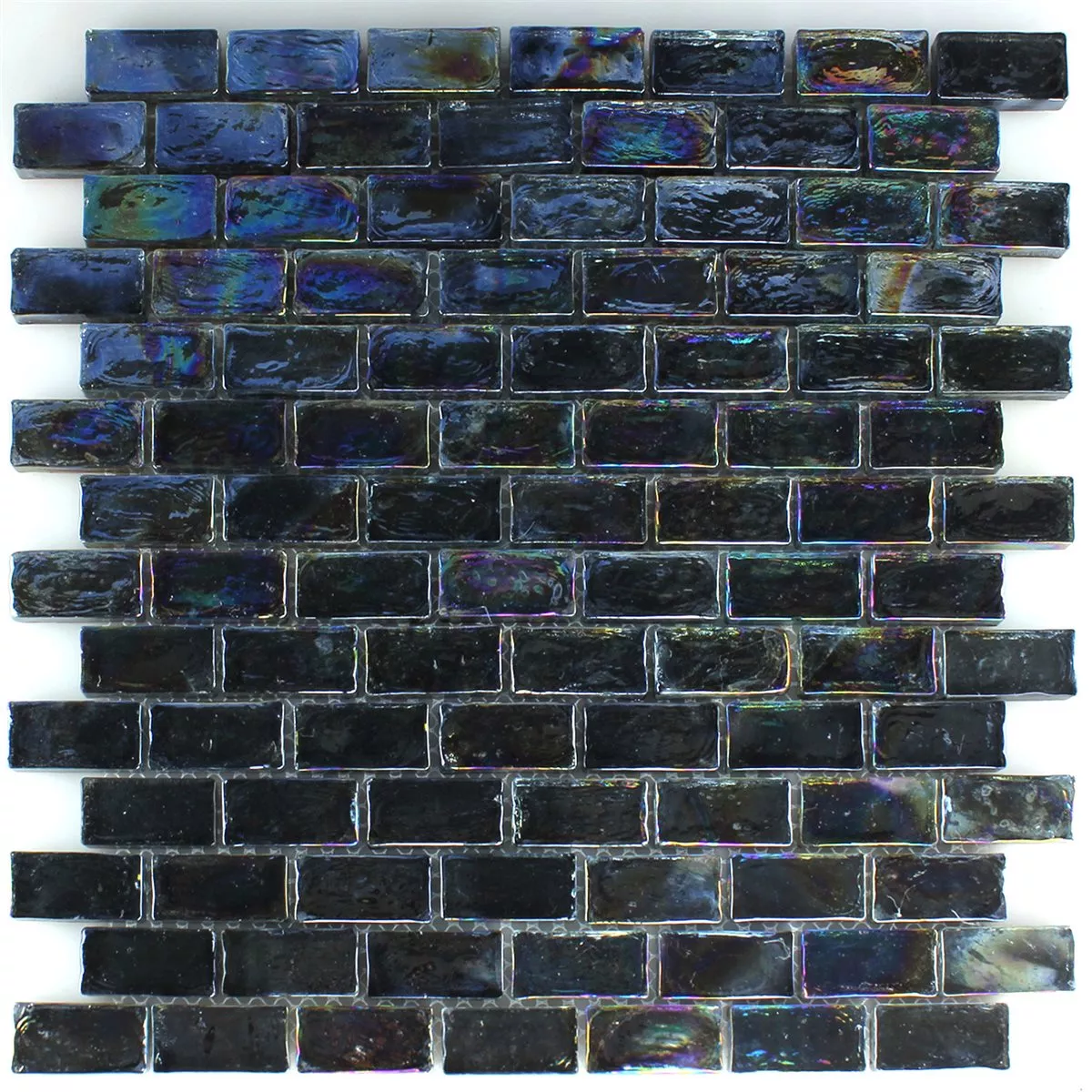 Sample Mosaic Tiles Glass Effect Petrol Black 