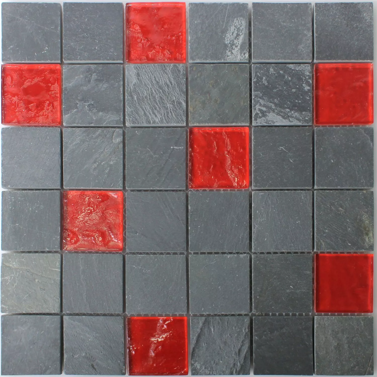 Sample Mosaic Tiles Dragon Slate Glass Mix Black Red