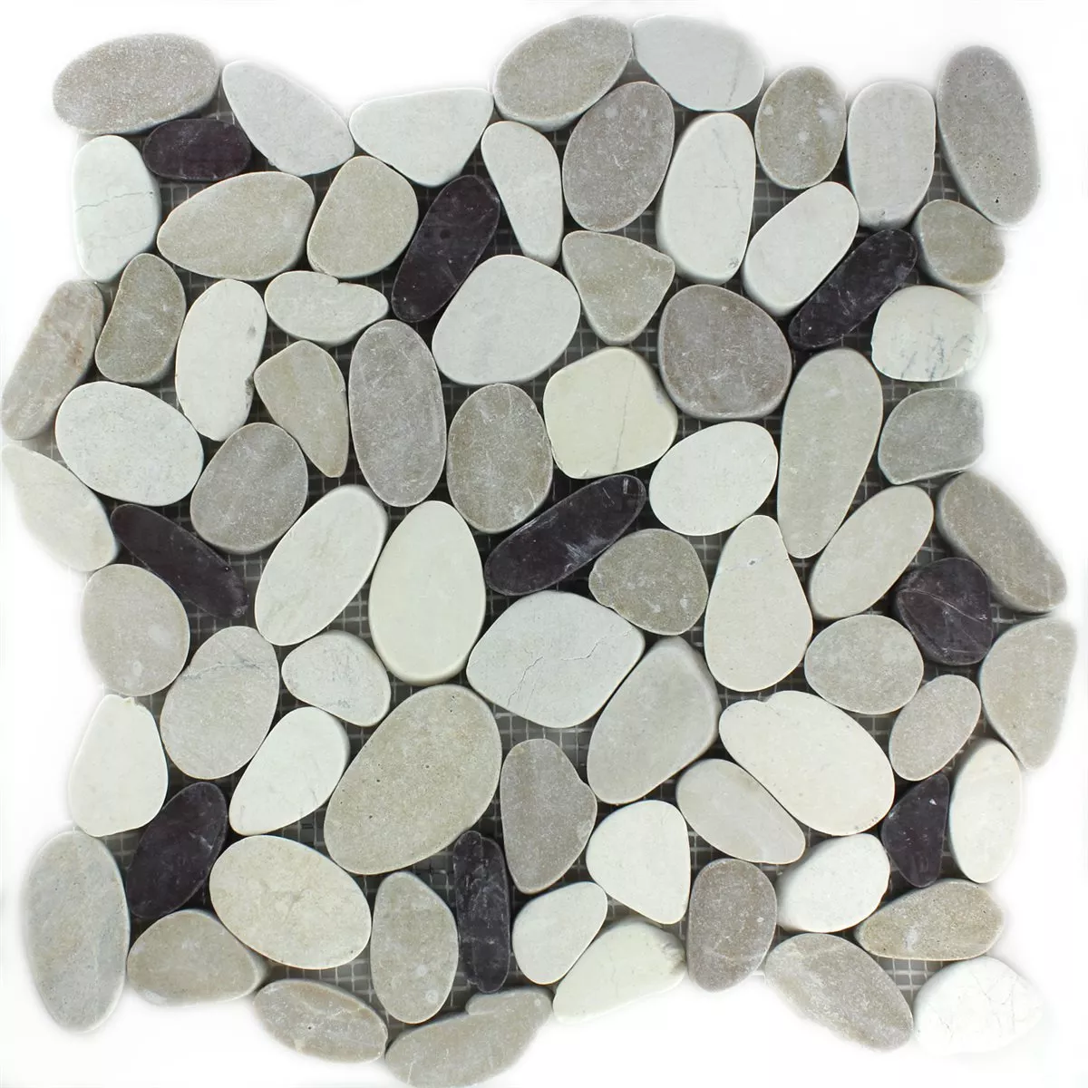 Mosaic Tiles River Pebbles Serrated White Beige Pink Mosaic Tiles River Pebbles Serrated White Beige Pink