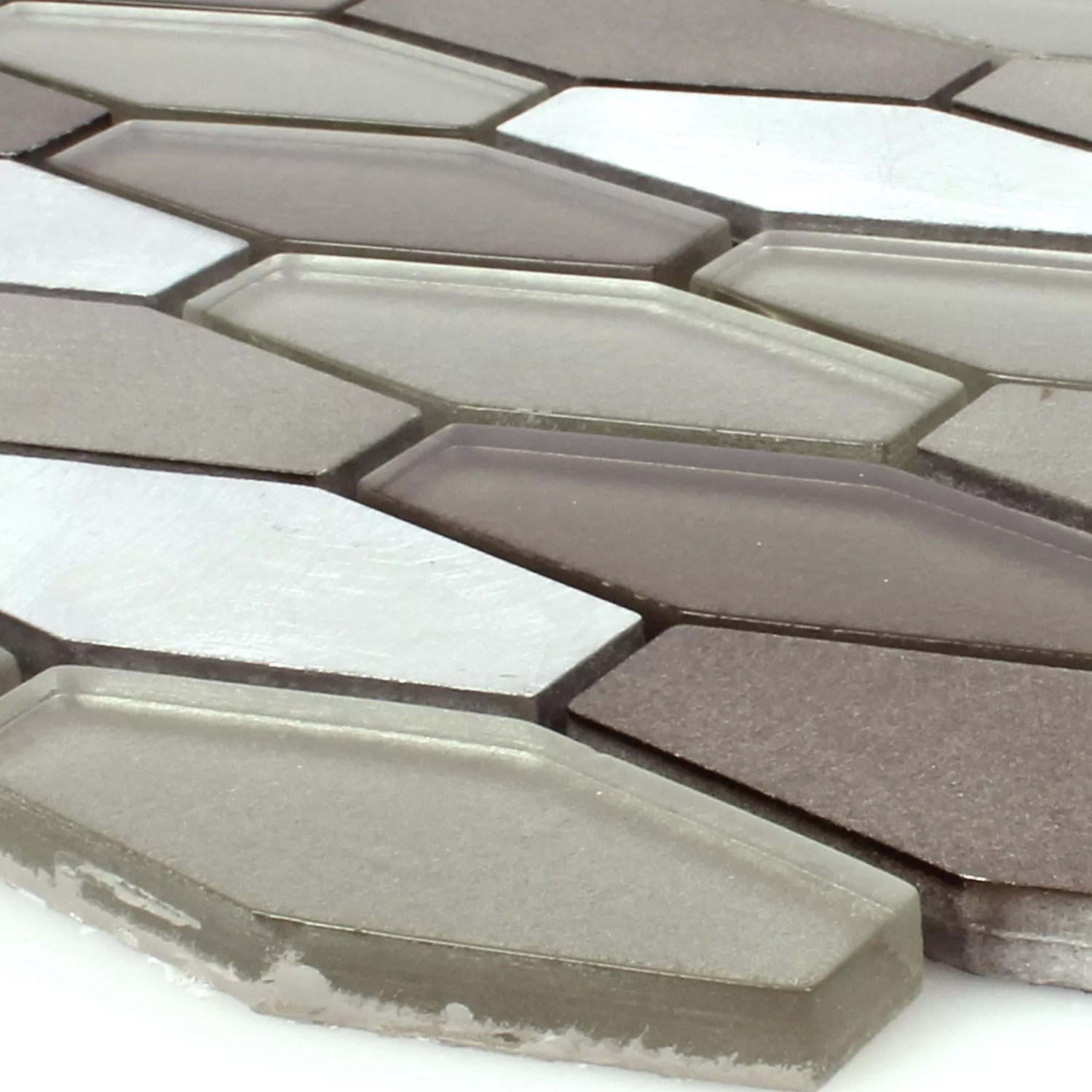 Sample Mosaic Tiles Glass Metal Lupo Hexagon