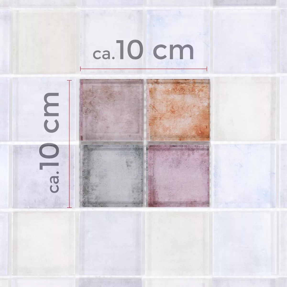 Sample Glass Mosaic Tiles Clementine Colored