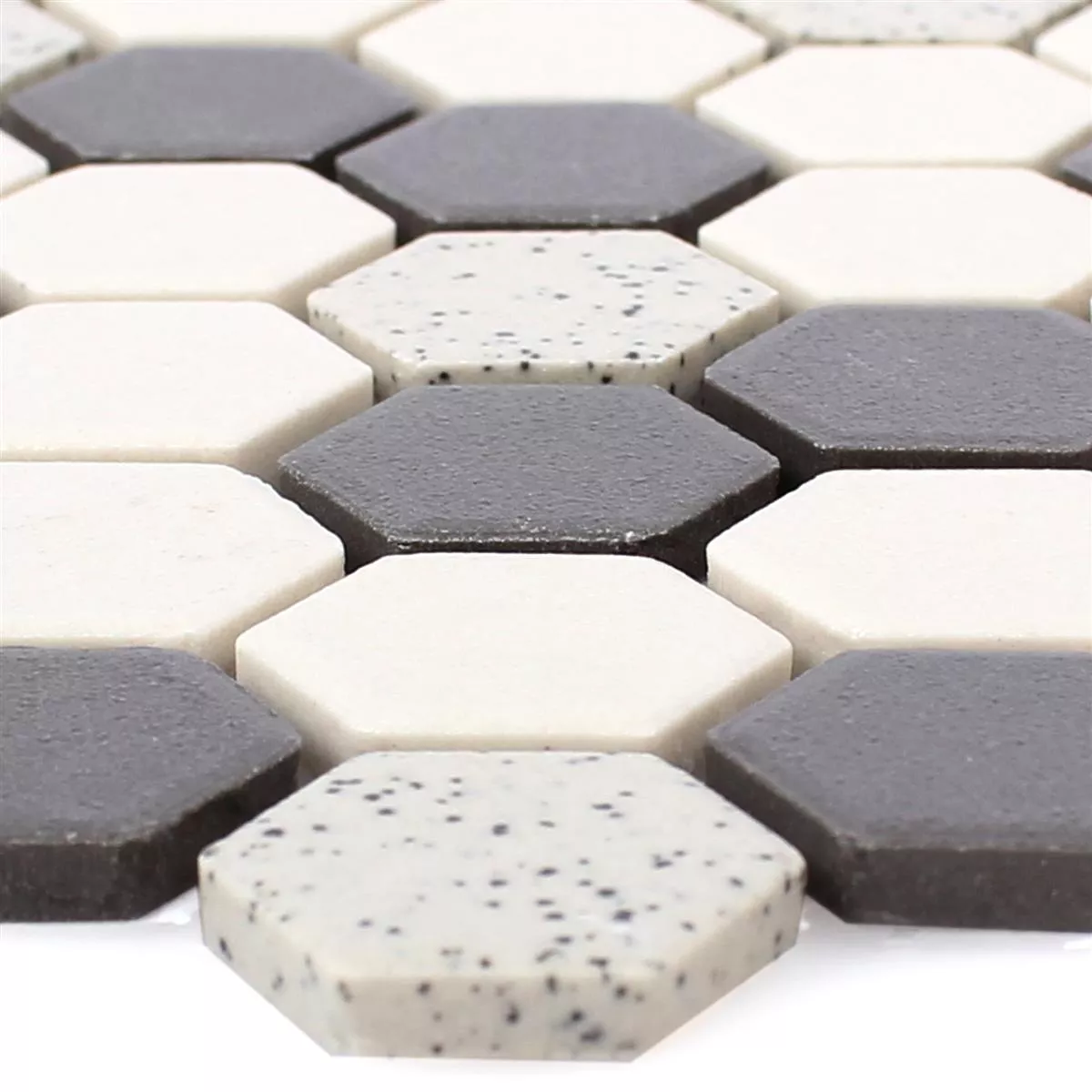 Ceramic Mosaic Tiles Monforte Hexagon Black Grey
