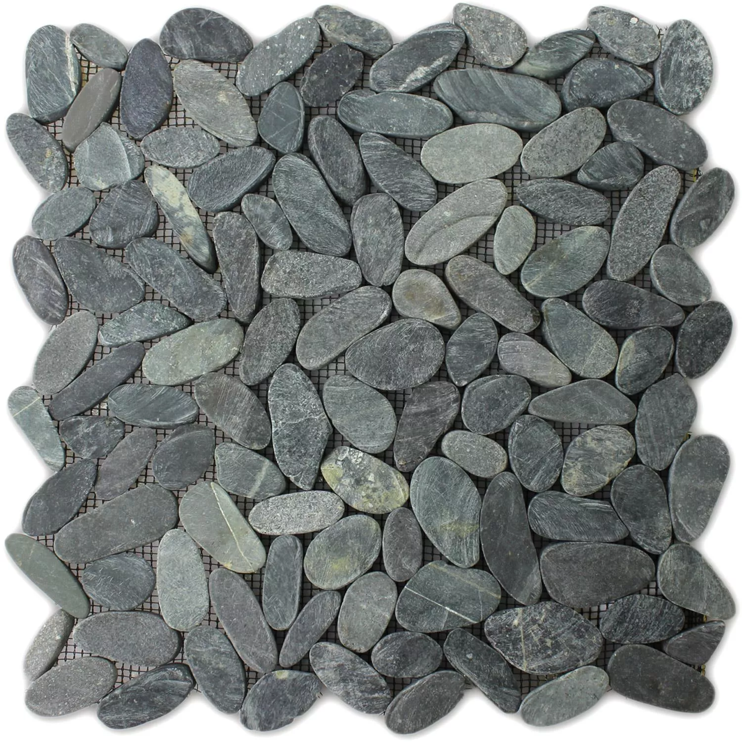 Mosaic Tiles River Pebbles Cut Black Mosaic Tiles River Pebbles Cut Black
