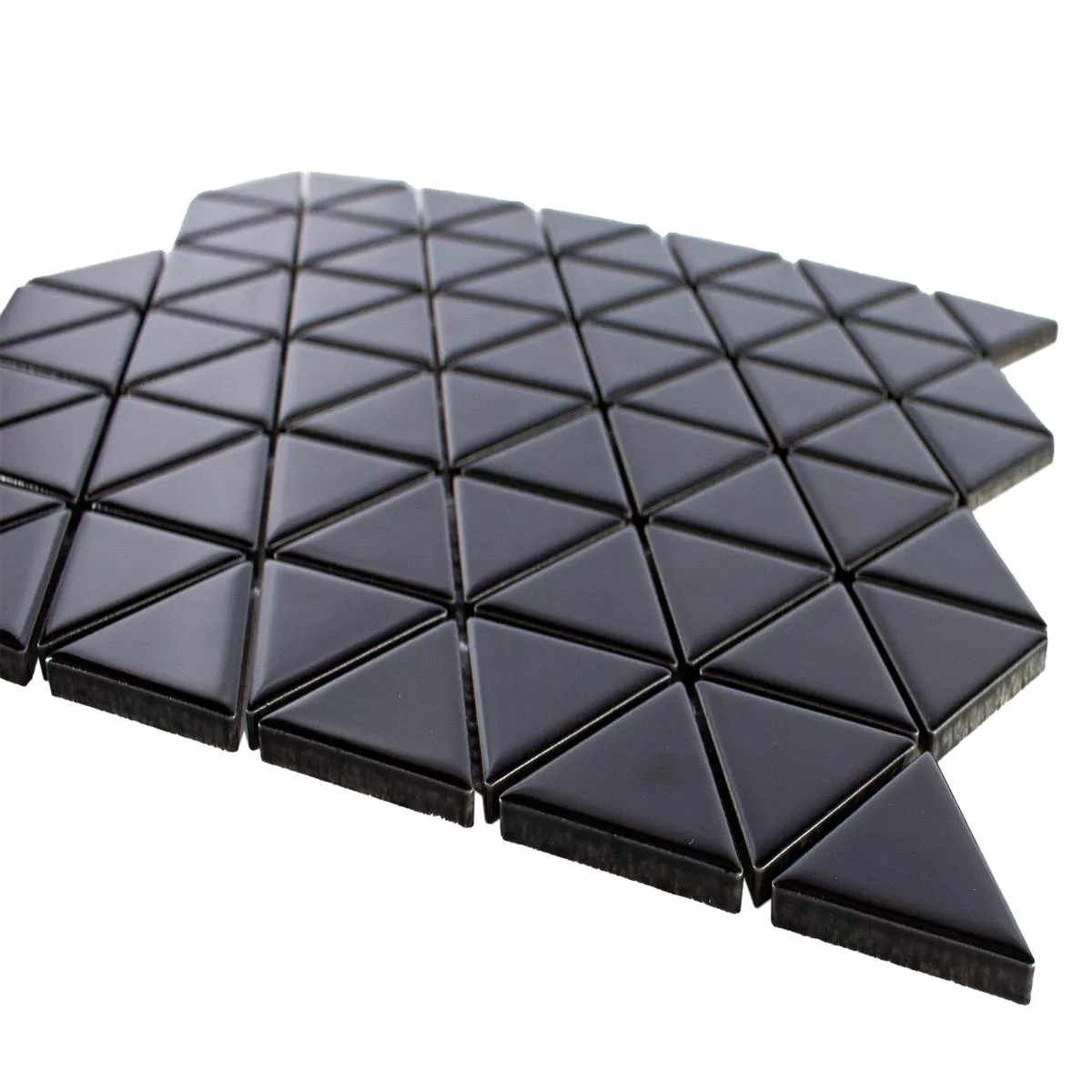 Sample Ceramic Mosaic Tiles Arvada Triangle Black Glossy