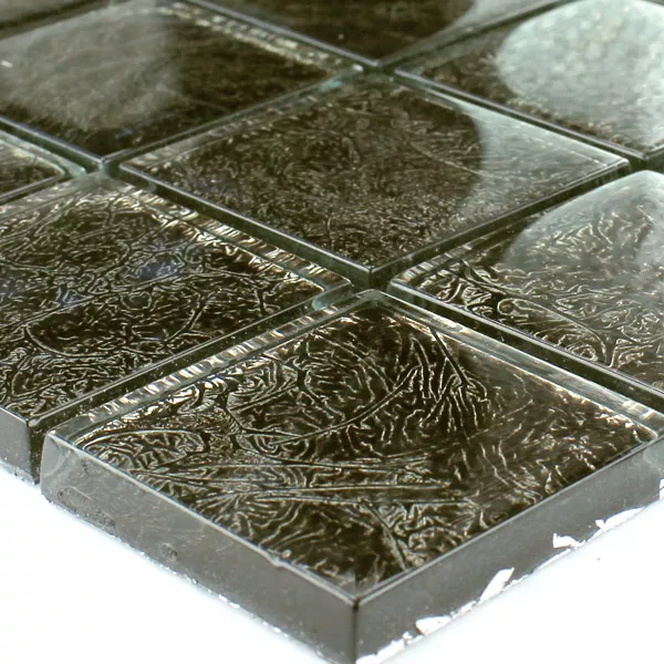 Sample Mosaic Tiles Glass  Black Gold Metal