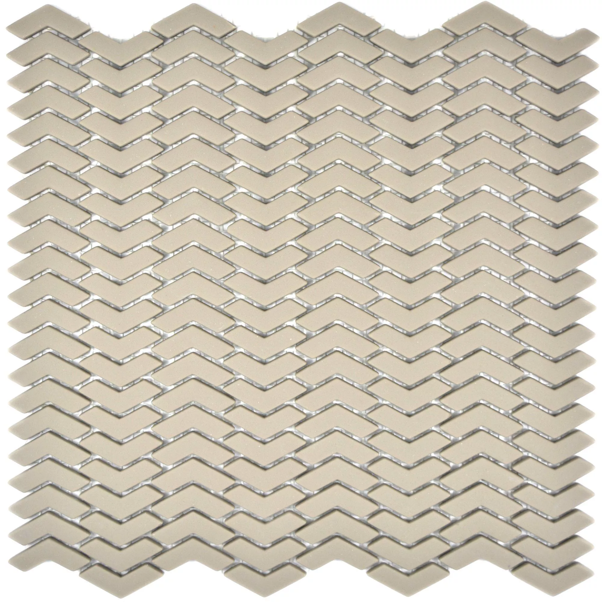 Sample Glass Mosaic Tiles Kassandra Cream Fish Bone Mat