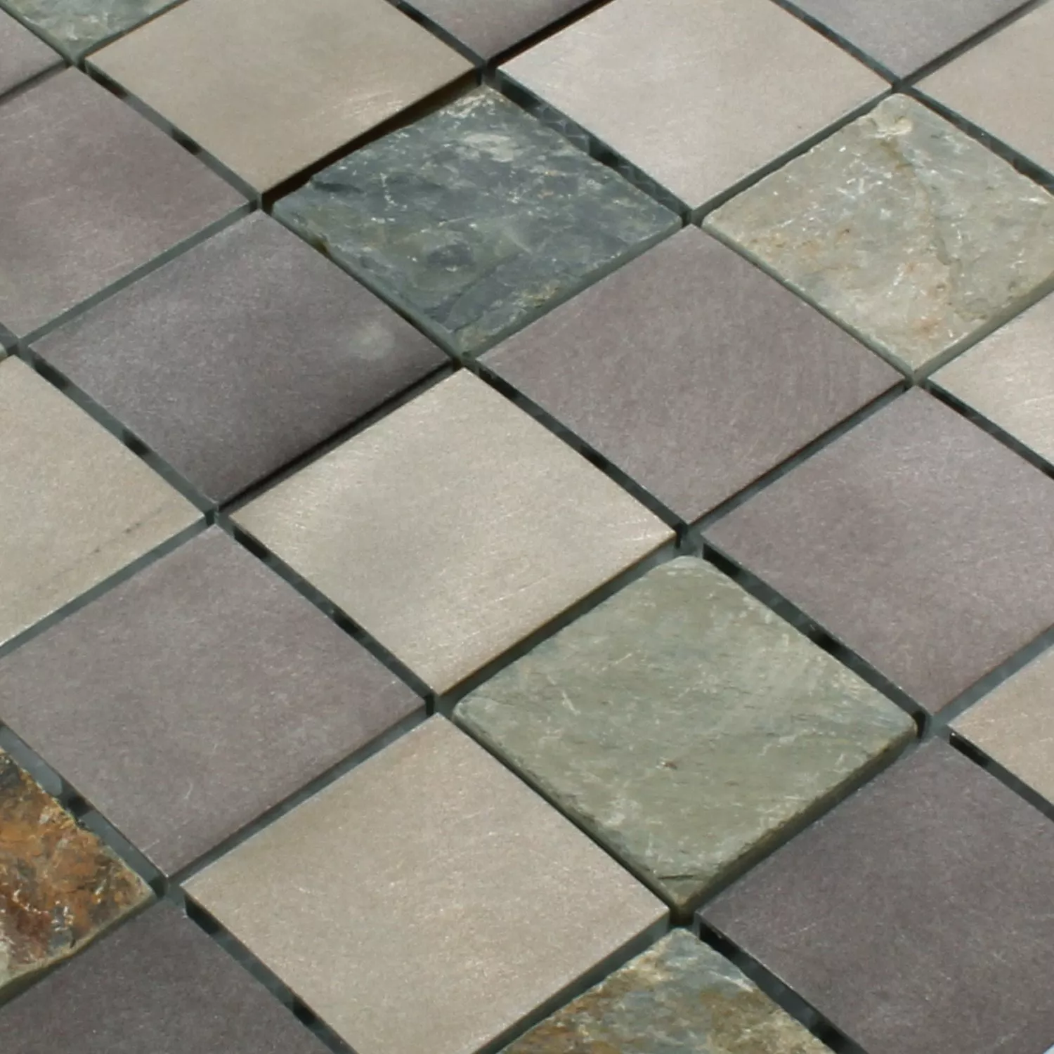 Sample Mosaic Tiles Natural Stone Aluminum Moon Brown