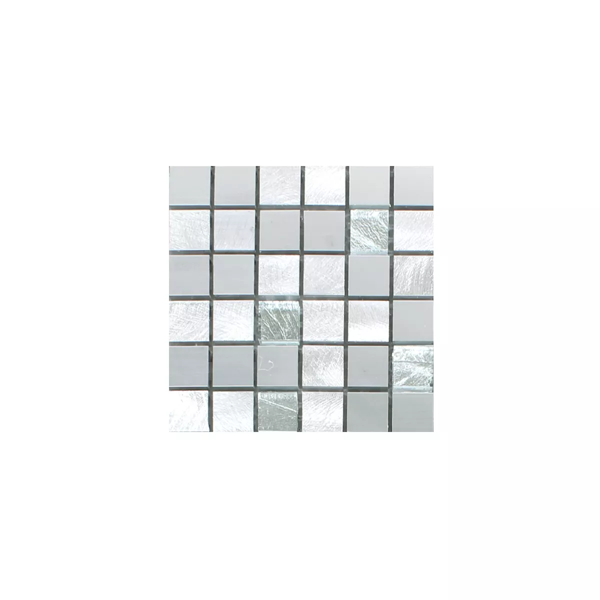 Sample Mosaic Tiles Lissabon Aluminium Glass Mix Silver