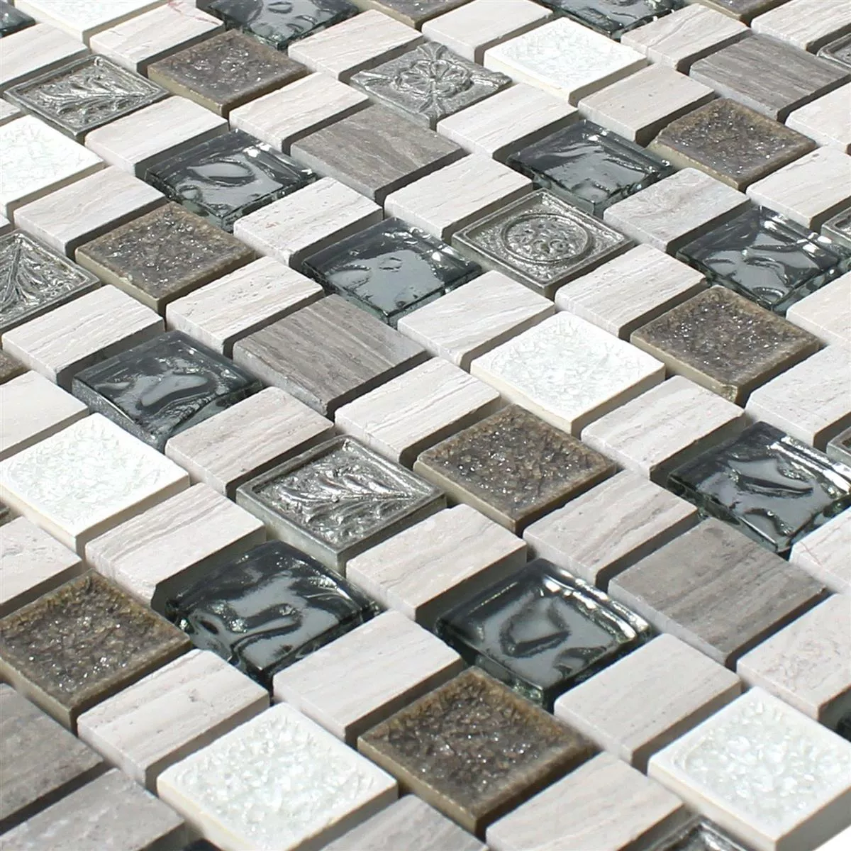 Mosaic Tiles Dresden Multiformat  Wood White Mix