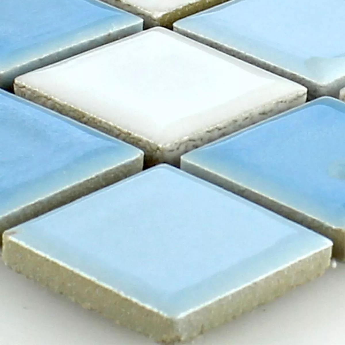 Sample Mosaic Tiles Ceramic Blue White 