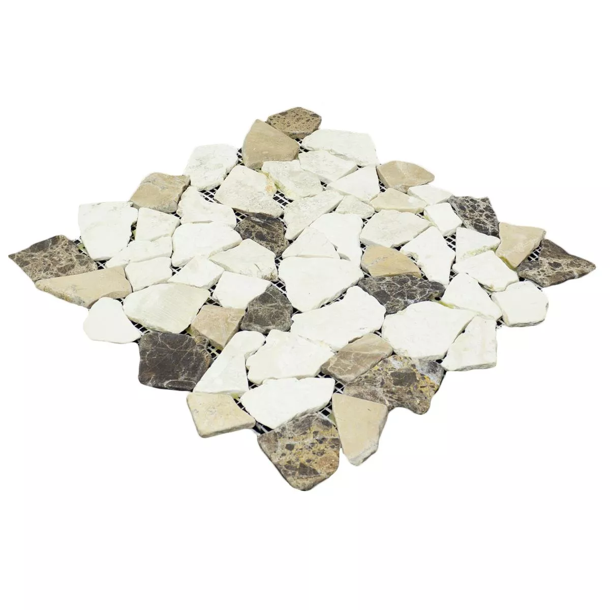 Marble Broken Mosaic Tiles Dolcevista Brown White