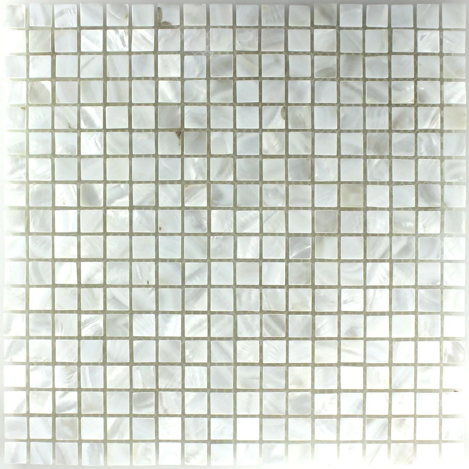 Sample Mosaic Tiles Glass Nacre Effect Ivory White 