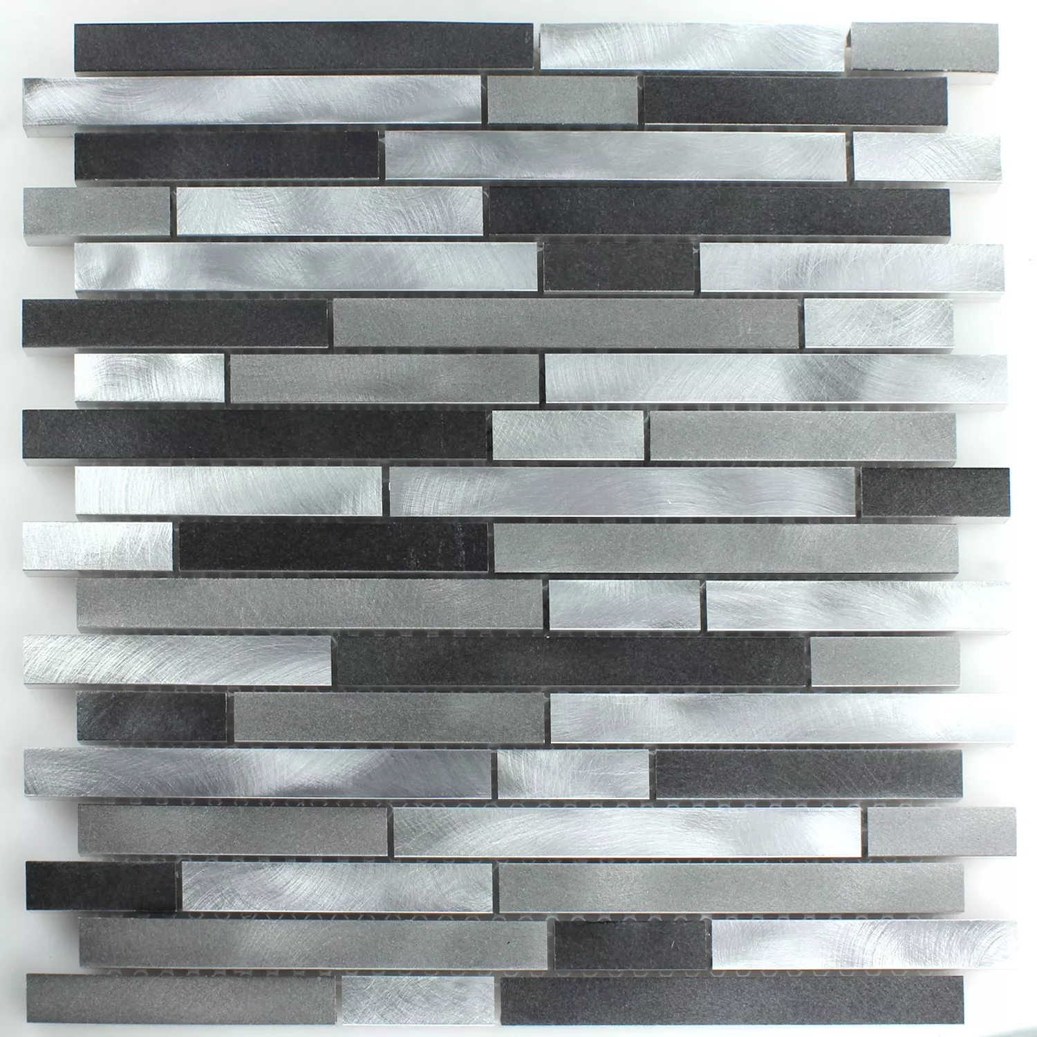 Sample Mosaic Tiles Alu Metal Black Silver Mix