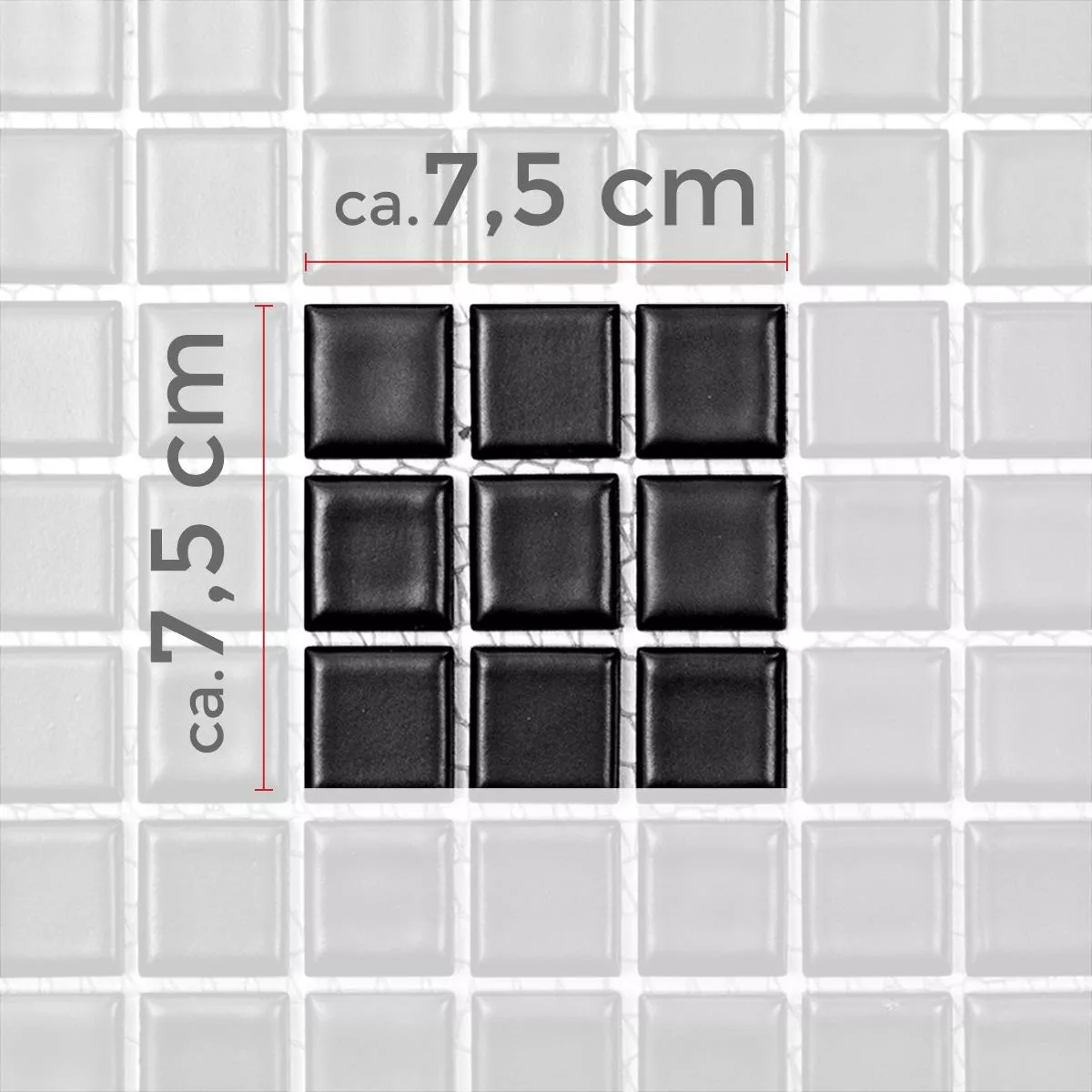 Sample Mosaic Tiles Ceramic Black Mat