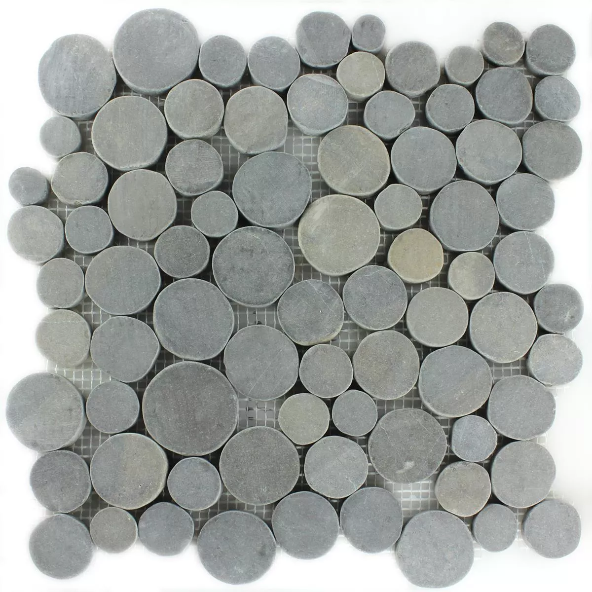 Mosaic Tiles River Pebbles Coin Round Dark Grey Mosaic Tiles River Pebbles Coin Round Dark Grey