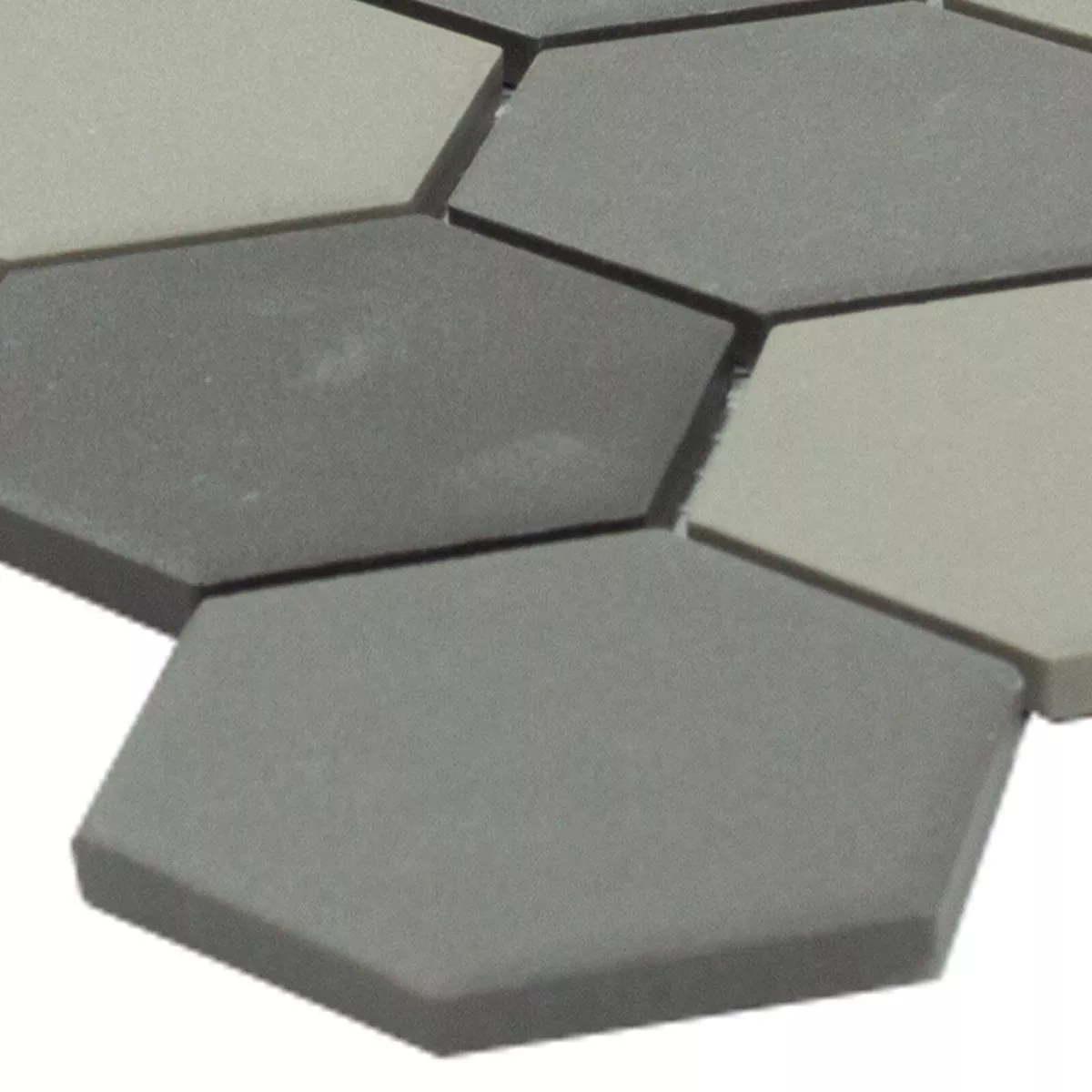 Ceramic Mosaic Tile Hexagon Bern Grey Black