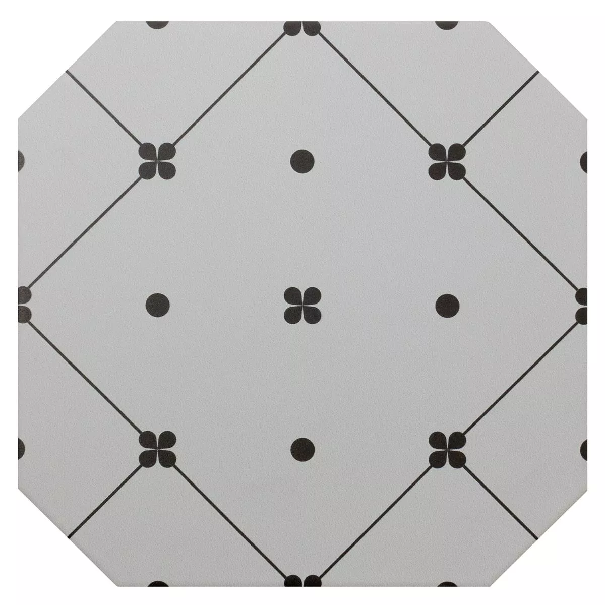 Sample from Porcelain Stoneware Tiles Genexia Black Blanc Decor 3 Octagon 20x20cm
