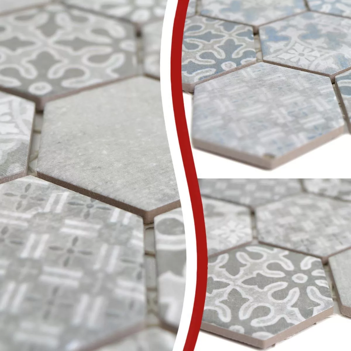 Sample Ceramic Mosaic Retro Tiles Lawinia Hexagon