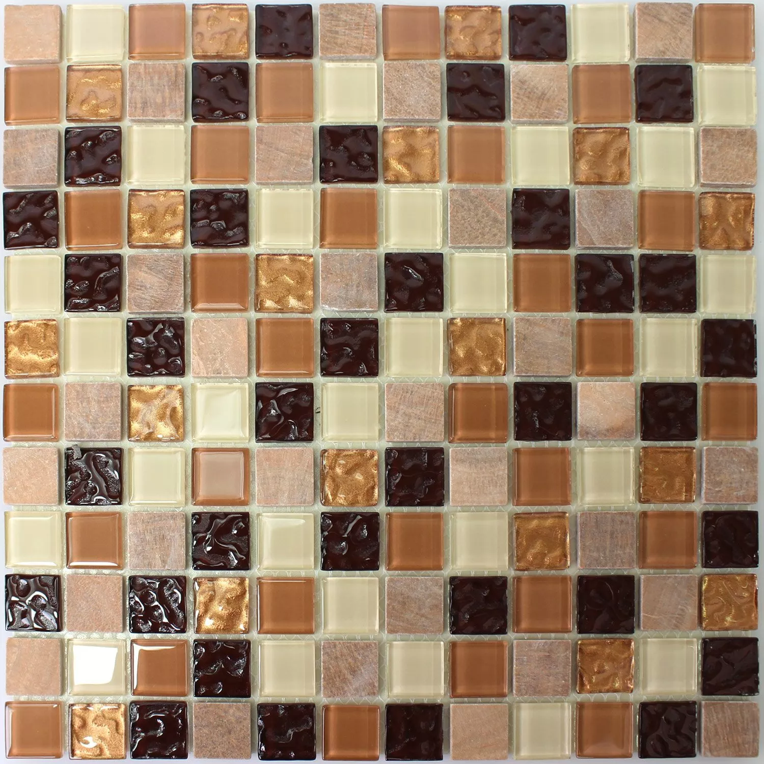 Mosaic Tiles Natural Stone Glass Self Adhesive Beige Brown