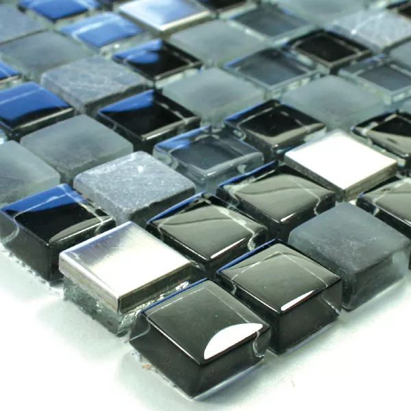Sample Mosaic Tiles Glass Marble Stainless Steel Black Mix