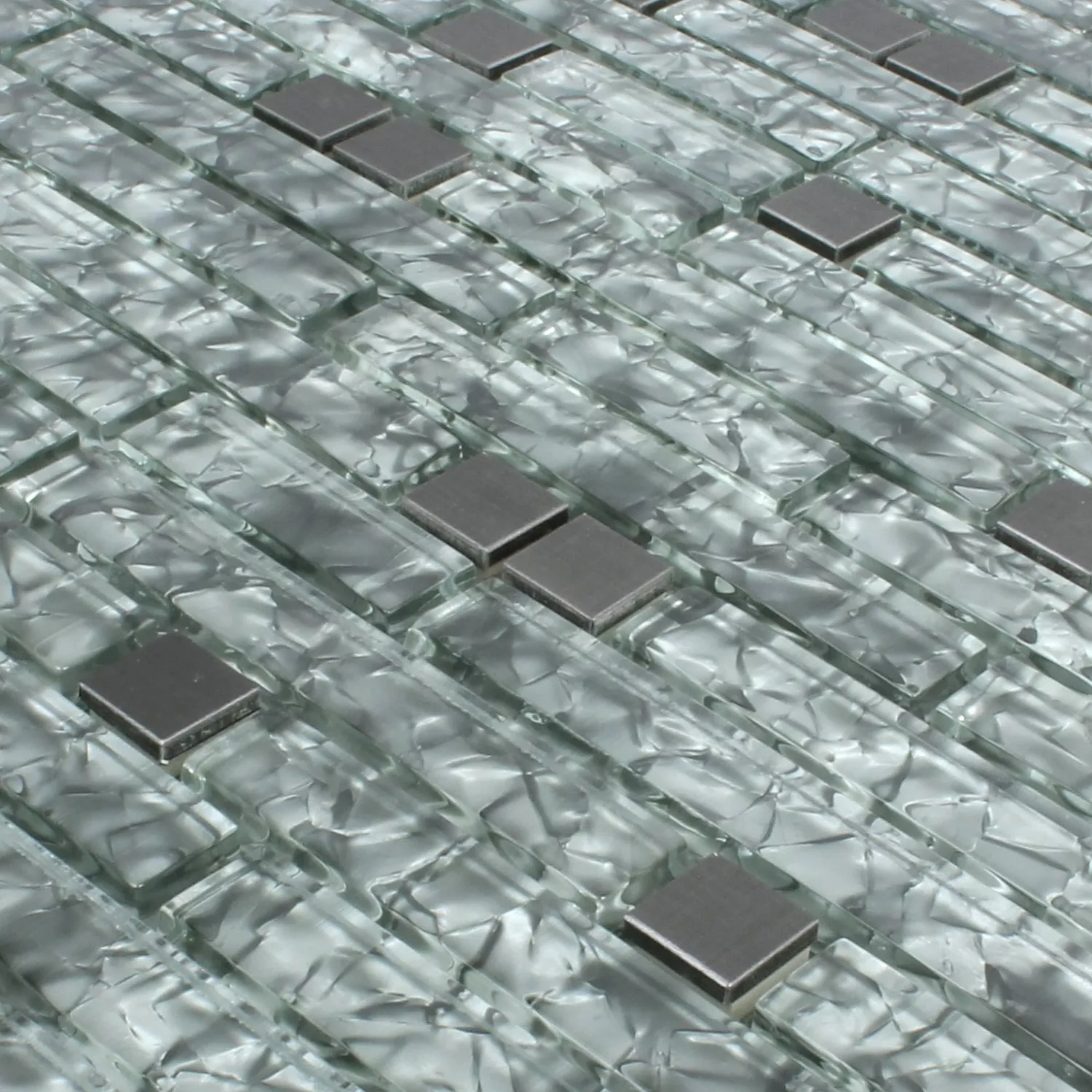 Sample Mosaic Tiles Zaide Stainless Steel Glass Mix Grey