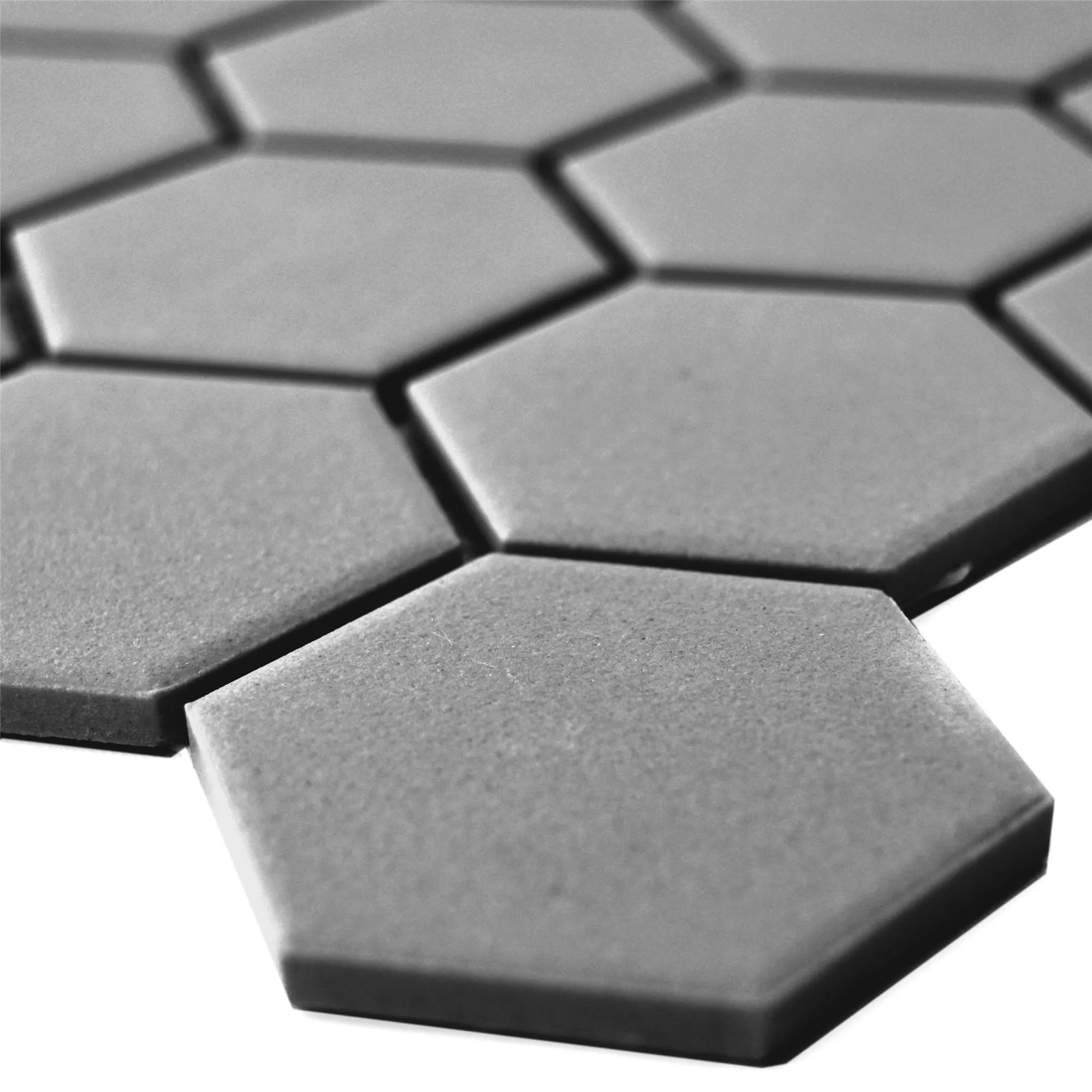 Ceramic Mosaic Tiles Begomil Unglazed Dark Grey