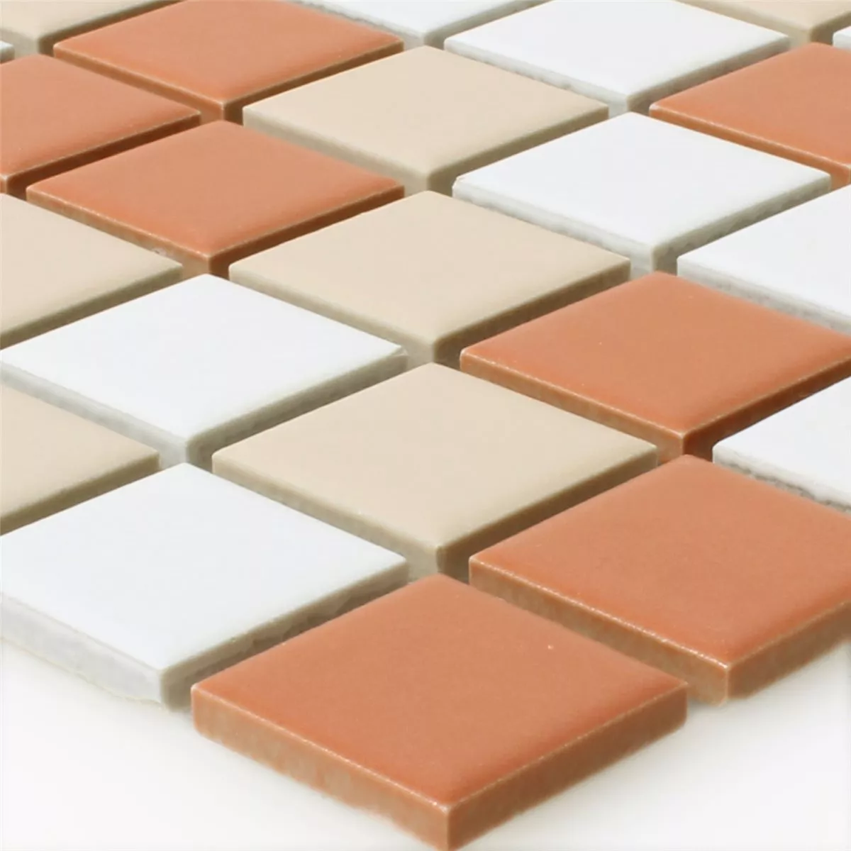 Mosaic Tiles Ceramic White Creme Terrakotta Mix