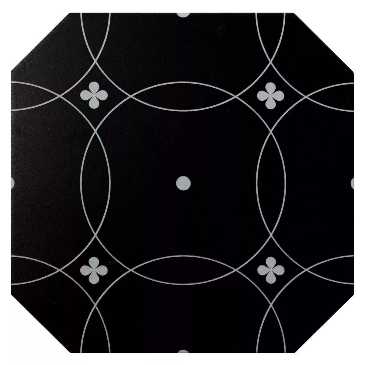 Porcelain Stoneware Tiles Genexia Black Blanc Decor 1 Octagon 20x20cm