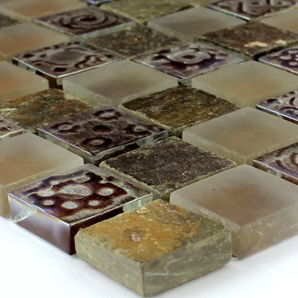 Mosaic Tiles Glass Limestone Marble Phoenix Brown