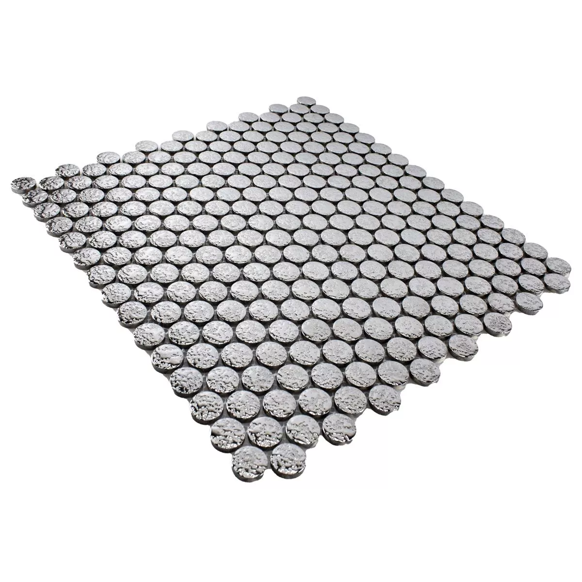 Ceramic Button Effect Mosaic Tiles Meneksche Silver