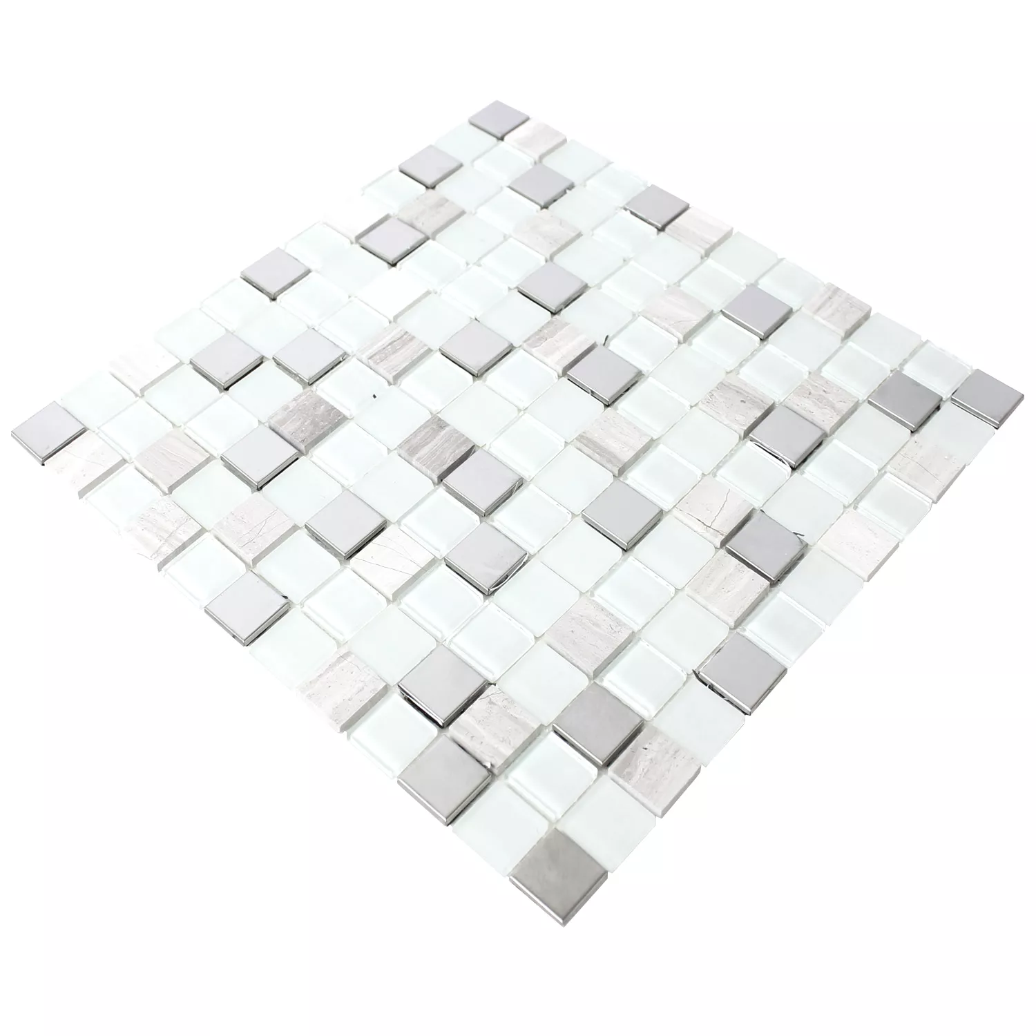 Sample Self Adhesive Metal Mosaic Tiles Glass White