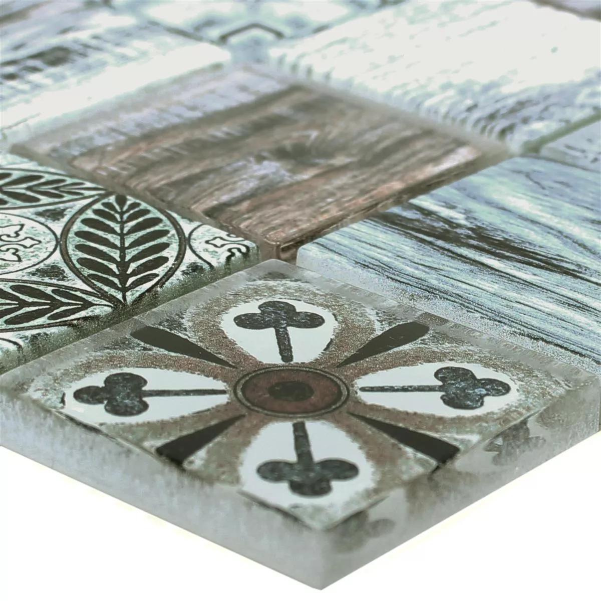 Glass Mosaic Tiles Wood Optic Makarska Blue