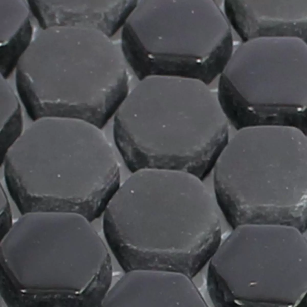 Sample Glass Mosaic Tiles Brockway Hexagon Eco Black