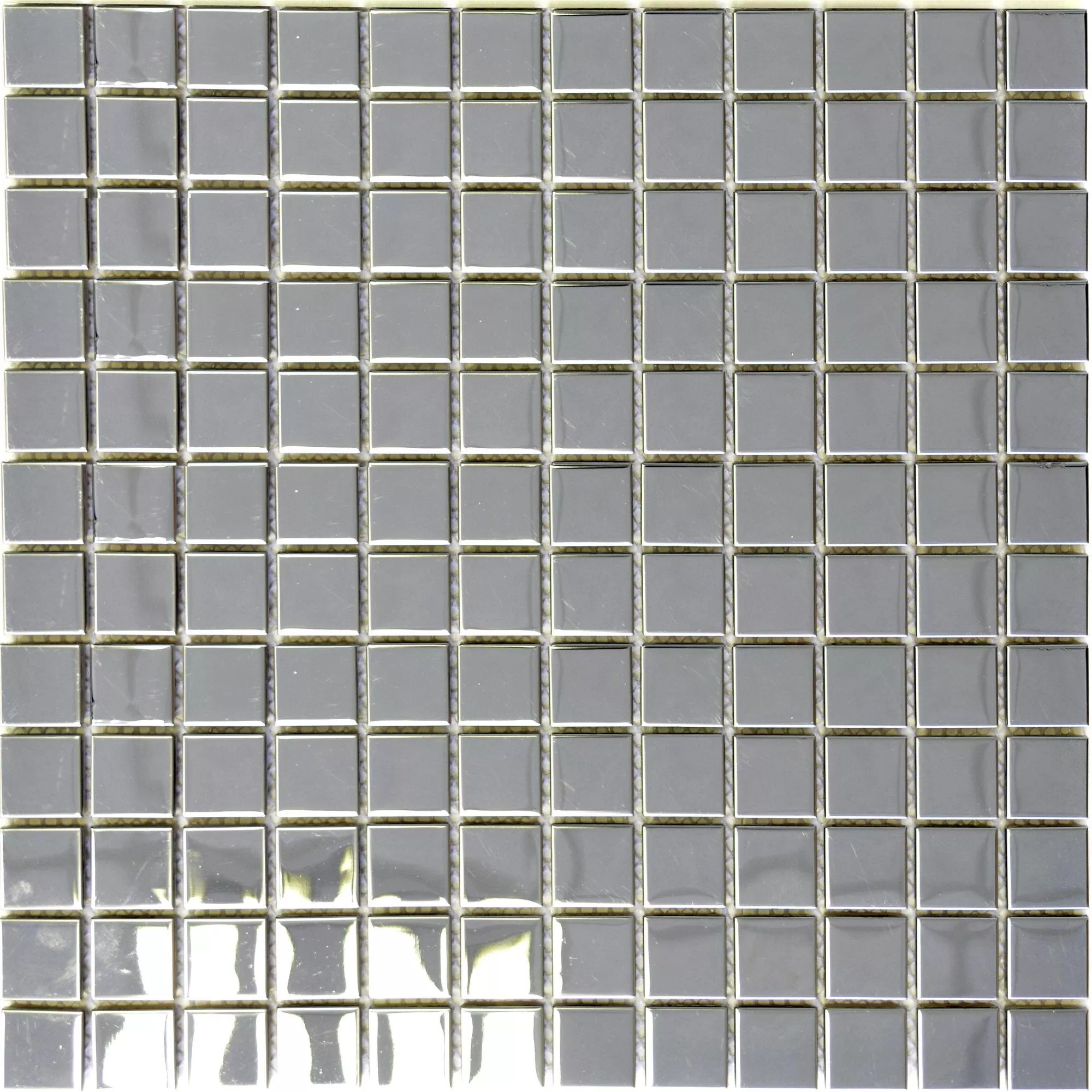 Stainless Steel Mosaic Tiles Magnet Glossy Square 23