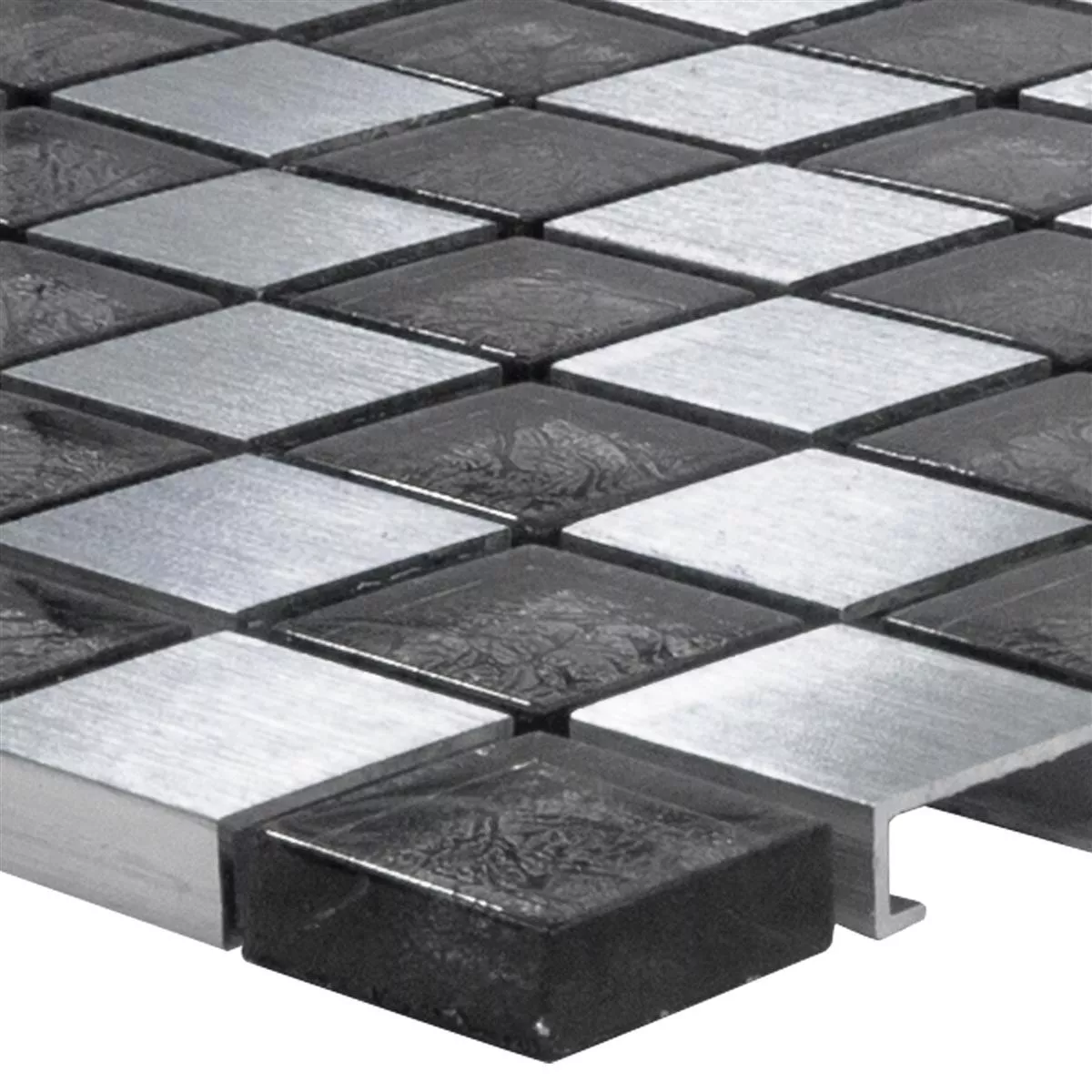 Glass Aluminium Mosaic Tiles Eldorien Silver-Grey Glass Aluminium Mosaic Tiles Eldorien Silver-Grey