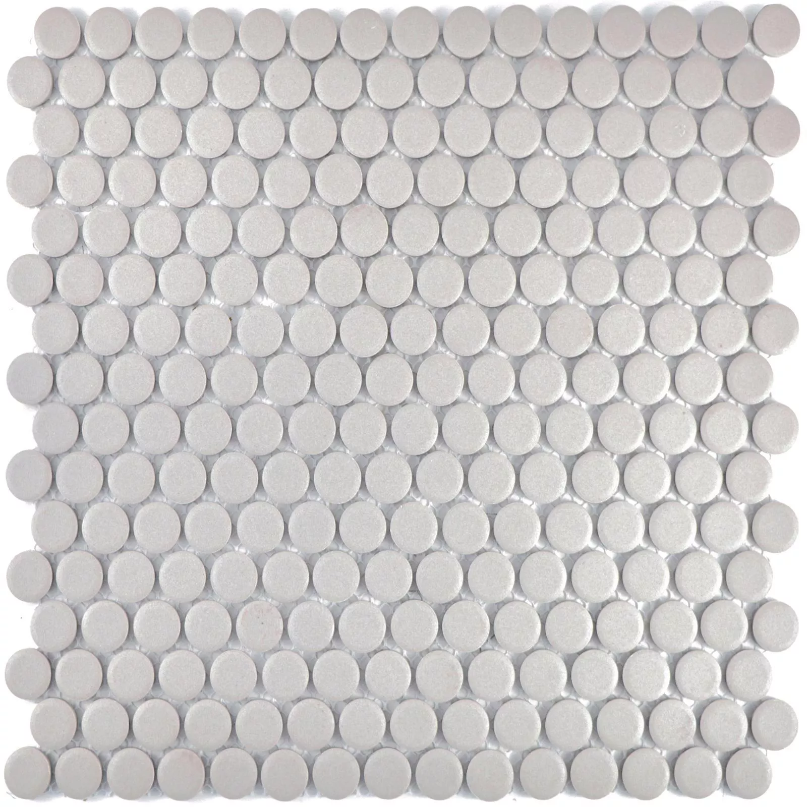 Ceramic Mosaic Tiles Button Radoslov Unglazed Light Grey
