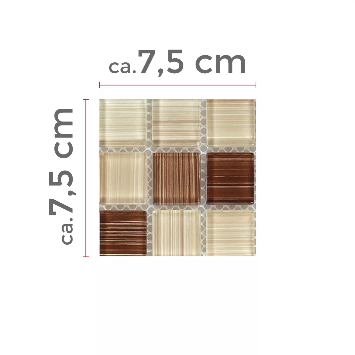 Sample Glass Mosaic Tiles Lafayette Brown Beige Striped