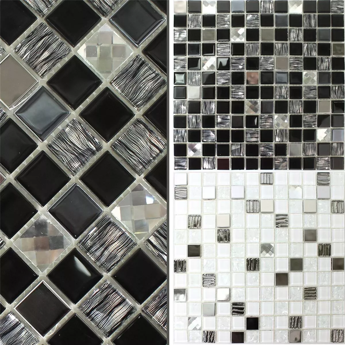 Sample Mosaic Tiles Glass Stainless Steel Amasya Self Adhesive