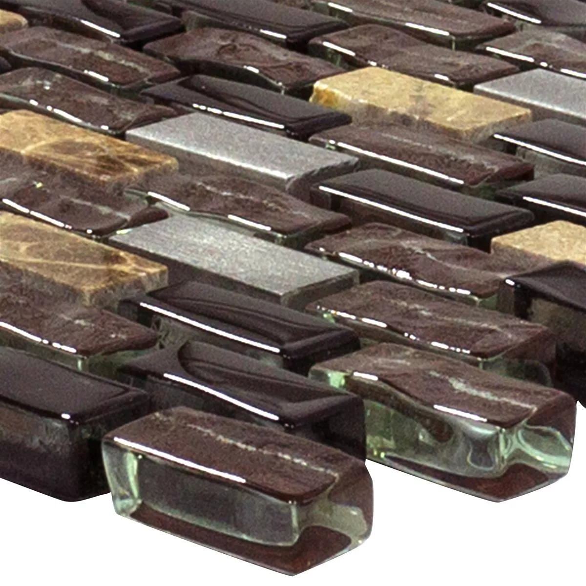 Glass Marble Aluminium Mosaic Tiles Patterson Brown Mix Glass Marble Aluminium Mosaic Tiles Patterson Brown Mix