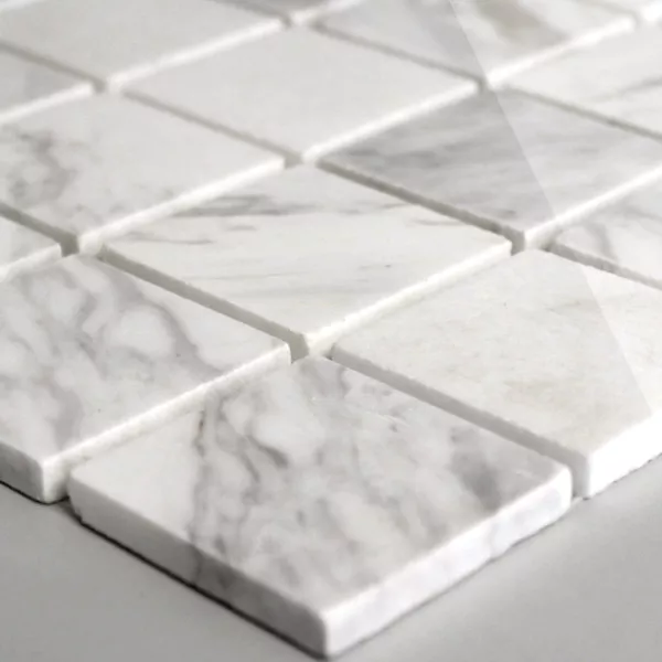 Mosaic Tiles Marble 48x48x8mm White Polished